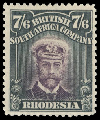 RHODESIA 1913-22 SG240 mint 7s6d blackish purple and slate-black