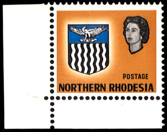 Northern Rhodesia SG 81b mint 1963 9d yellow-brown, error 'value and orange (eagle) omitted