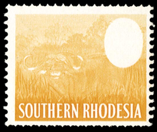 Southern Rhodesia SG 93a mint 1964 1d (reddish violet) and yellow-ochre. ERROR REDDISH VIOLET OMITTED