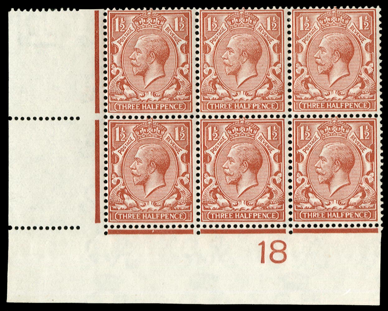GB 1918  SG362var Mint "K" control omitted