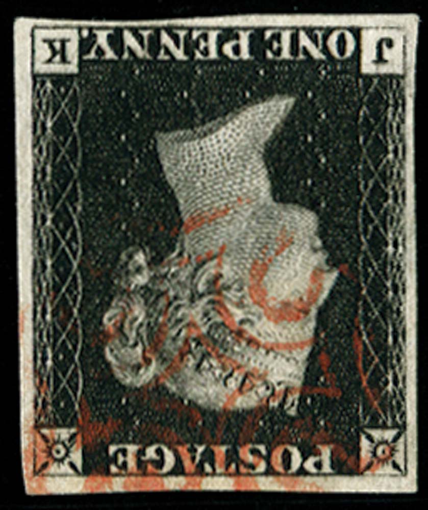 GB 1840  SG2wi Pl.1b Penny Black with watermark inverted