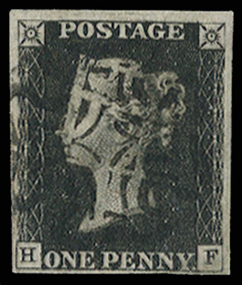 GB 1840  SG2 Pl.5 Penny Black cancelled with a Wotton MC