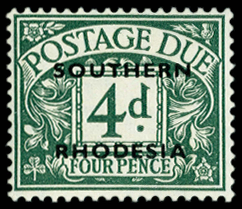 Southern Rhodesia SG D6 mint Postage Due 1951 4d dull grey-green