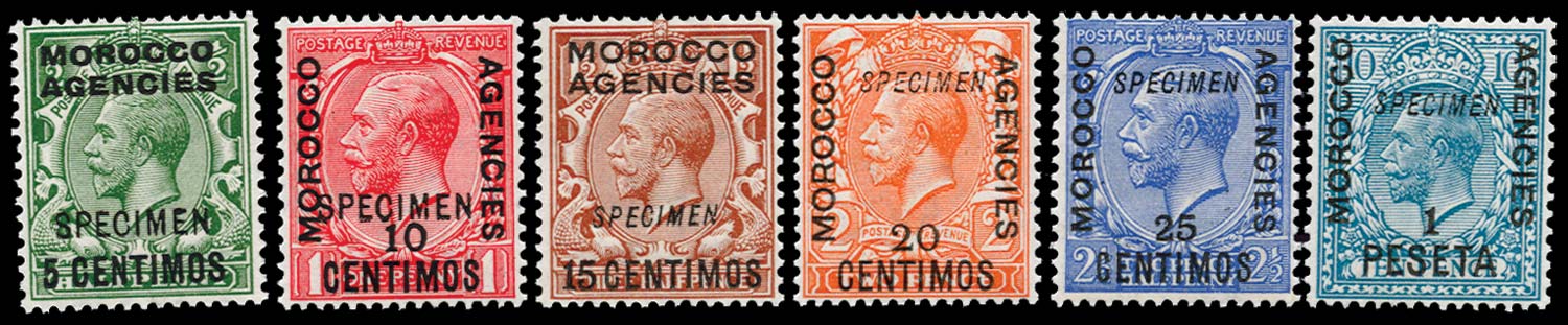 MOROCCO AGENCIES 1914  SG129/33,135 Specimen