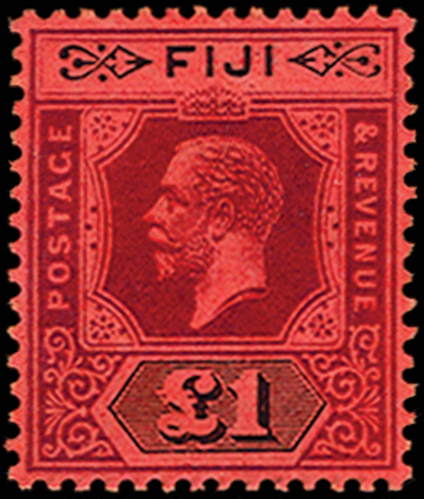 FIJI 1912  SG137a Mint KGV £1 purple and black on red Die II