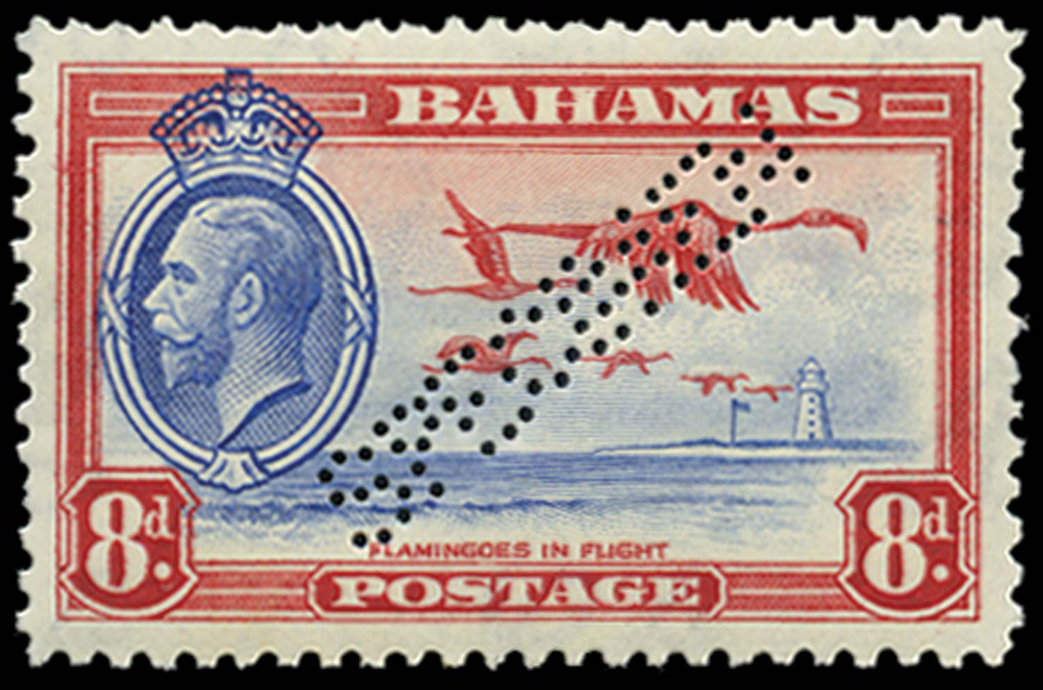 BAHAMAS 1935  SG145s Specimen 8d Flamingos and Lighthouse unmounted mint