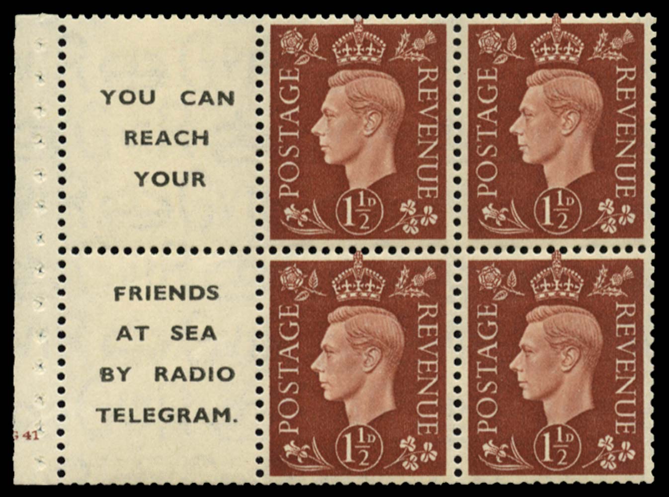 GB 1937  SG464b Booklet pane