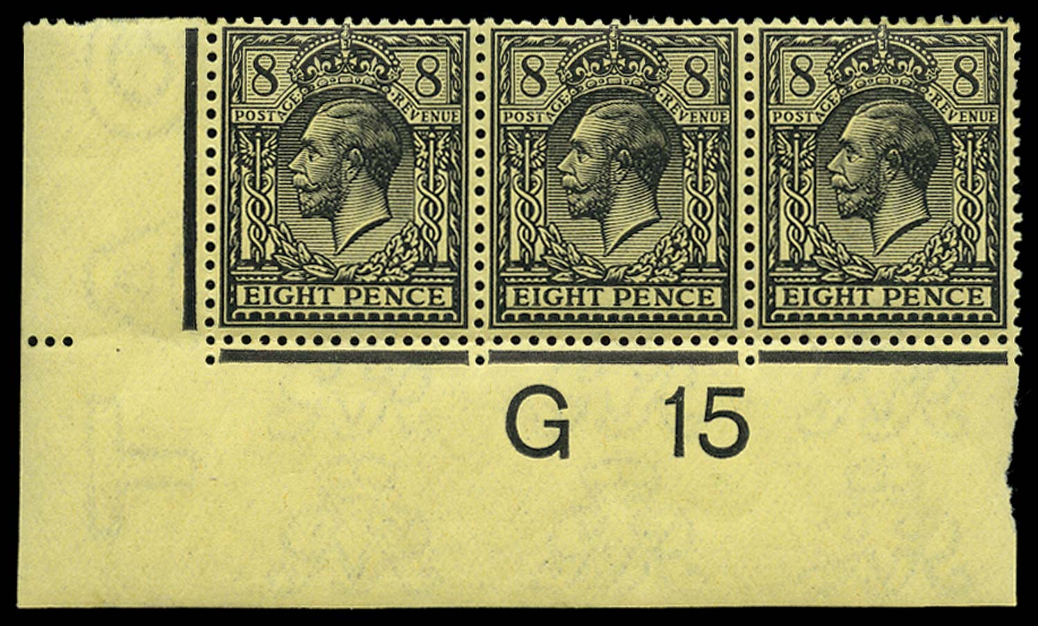 GB 1915  SG390 Mint G15 control strip of three