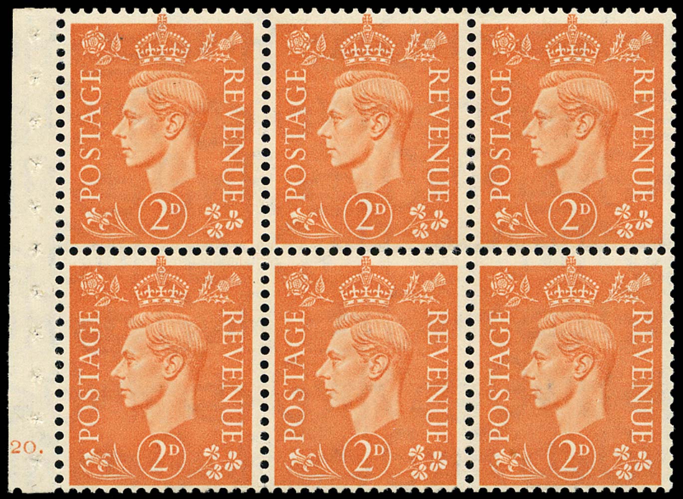 GB 1942  SG488l Booklet pane of six, U/M