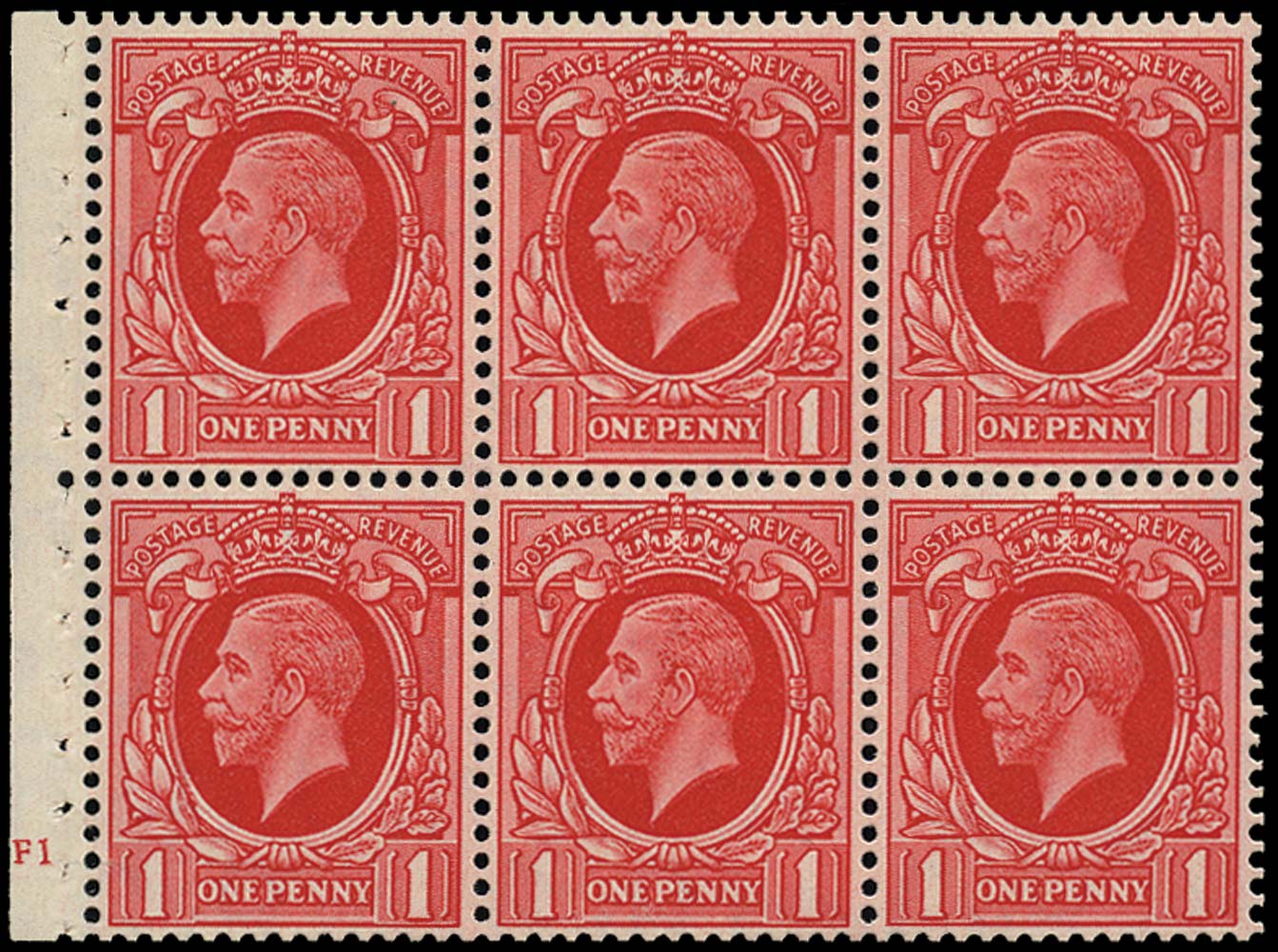 GB 1935  SG440g var Booklet pane (intermediate format) cyl.F1