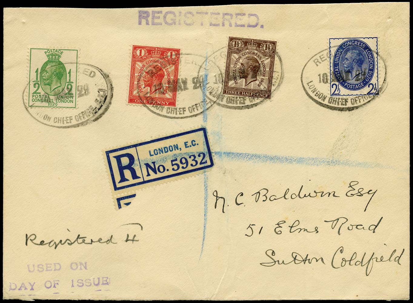 GB 1929  SG434/7 Cover - FDC