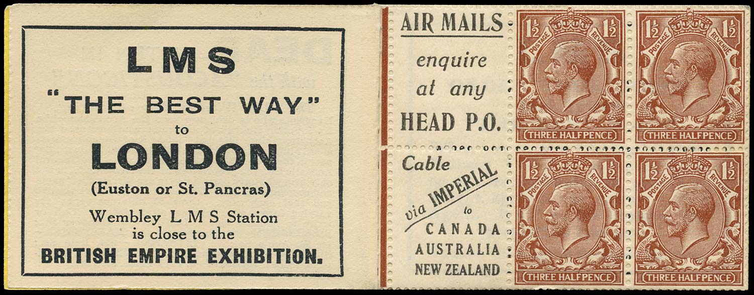 GB 1924  SG420d Booklet pane - Advert 1