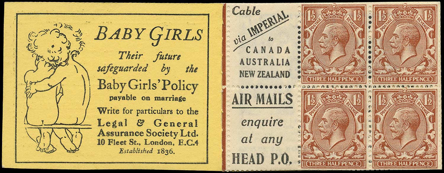 GB 1924  SG420d Booklet pane - Advert 3