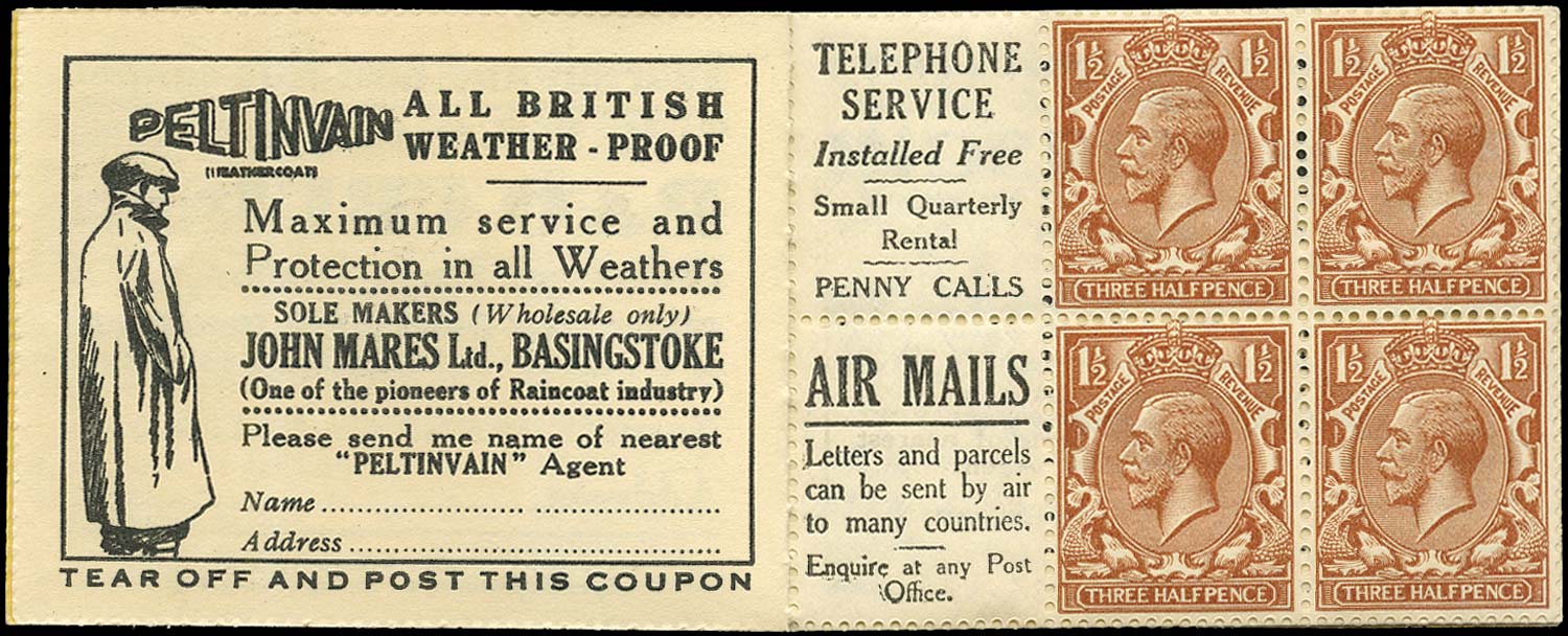 GB 1924  SG420d Booklet pane - Advert 9