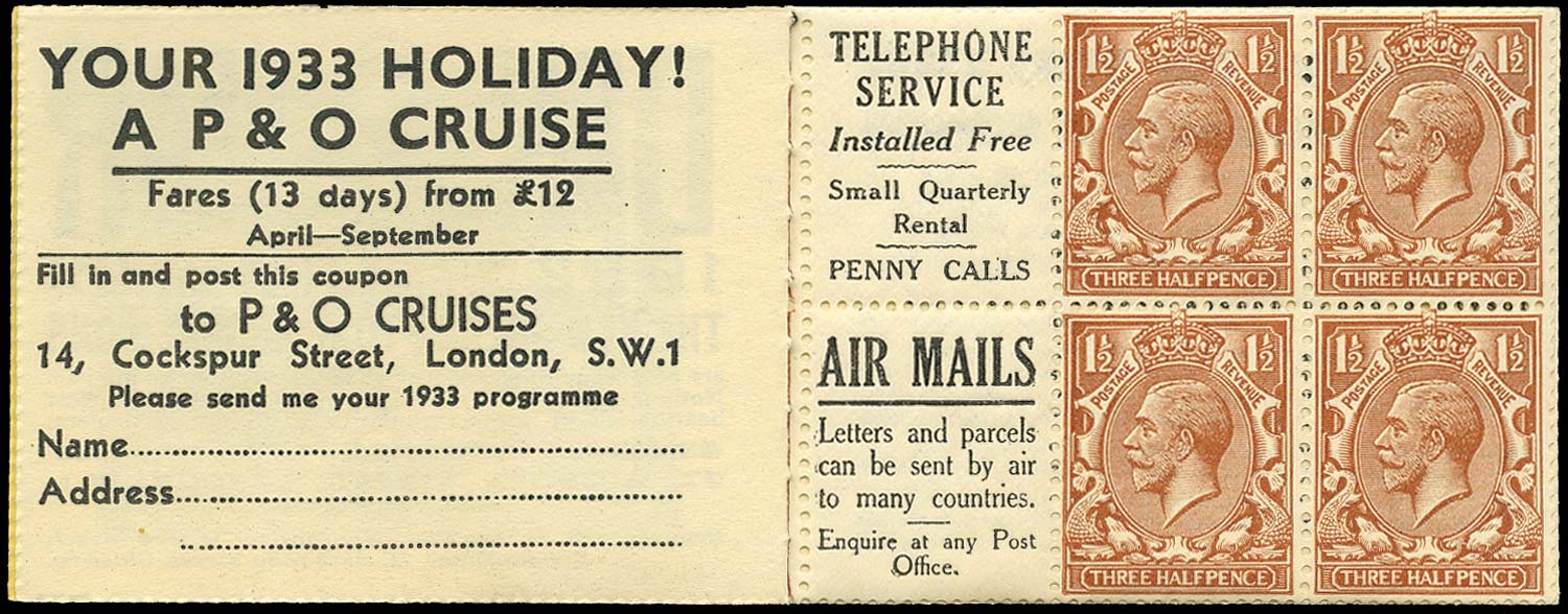 GB 1924  SG420dw Booklet pane - Advert 9