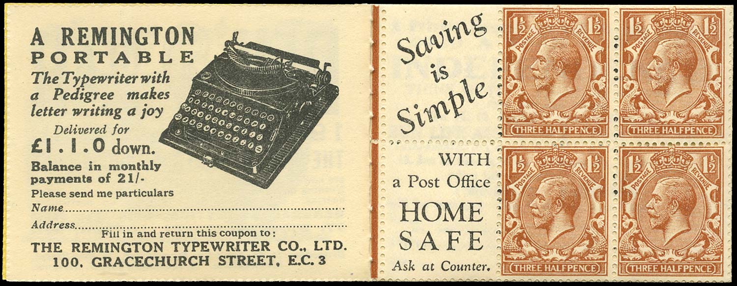 GB 1924  SG420dw Booklet pane - Advert 7