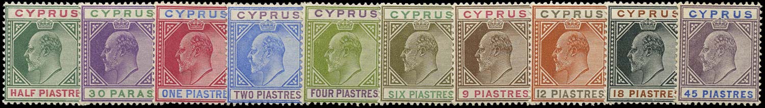 CYPRUS 1902  SG50/59 Mint watermark CA set of 10