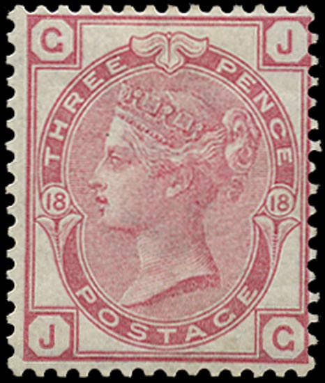 GB 1875  SG144 Pl.18 Mint o.g. example lettered JG