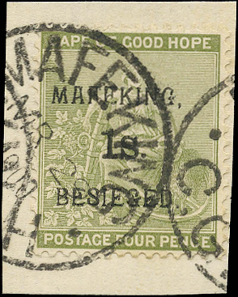 C.G.H. - MAFEKING 1900  SG5 Used 1s on 4d sage-green pos. 4 of the setting