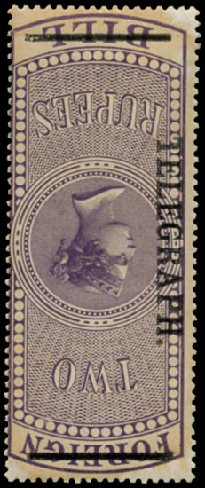 INDIA 1900  SGT53w Telegraph 1900 2r purple surcharge