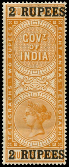 INDIA 1899  SGT52 Telegraph 2r on 2r8a orange