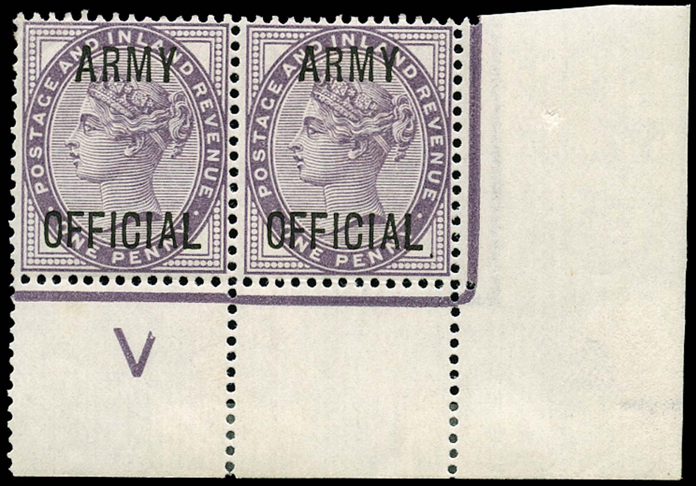 GB 1896  SGO43 Official (Army Official) "V" control