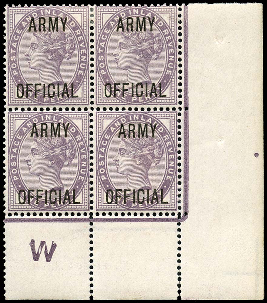 GB 1896  SGO43 Official (Army Official) "W" control