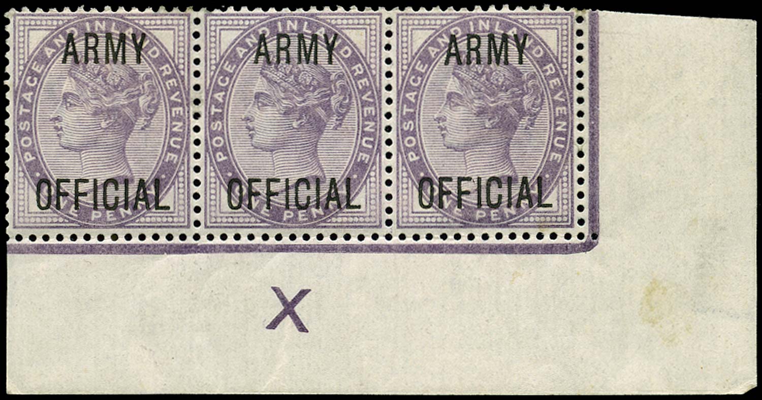 GB 1896  SGO43 Official (Army Official) "X" control