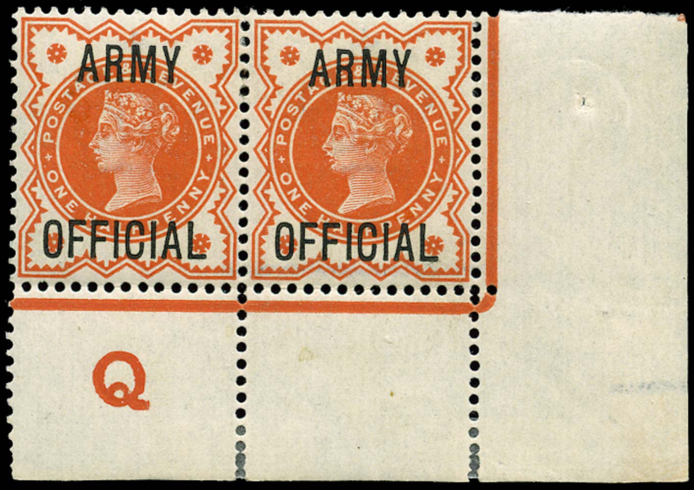 GB 1896  SGO41 Official (Army Official) "Q" control