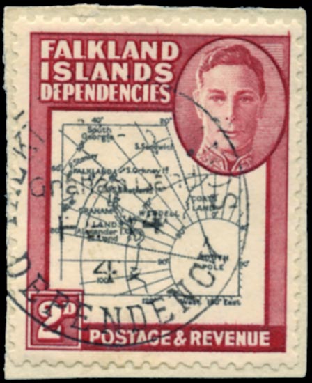 FALKLAND ISLAND DEPS 1946  SGG3d Used Thick Map 2d Extra Dot by Oval