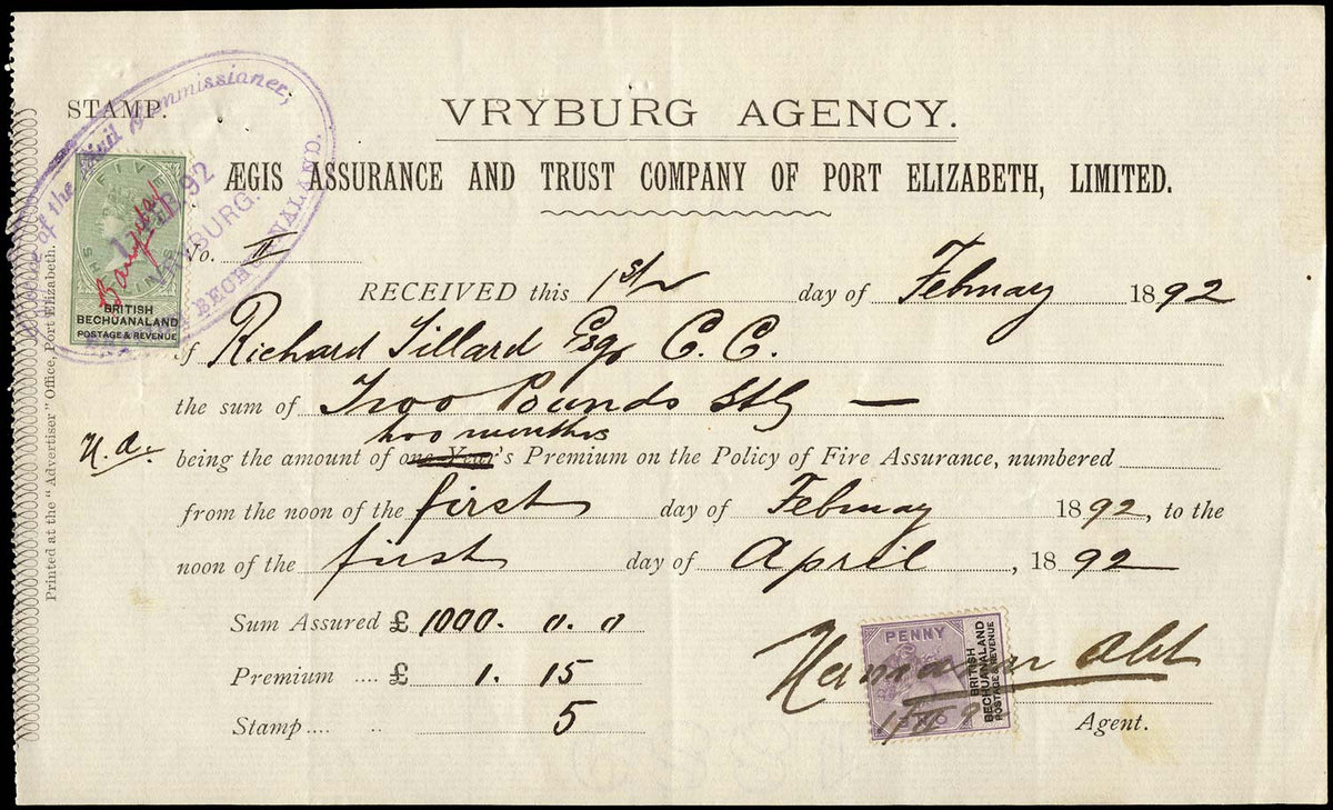 BECHUANALAND SG 10, 18 1892 REV DOCUMENT