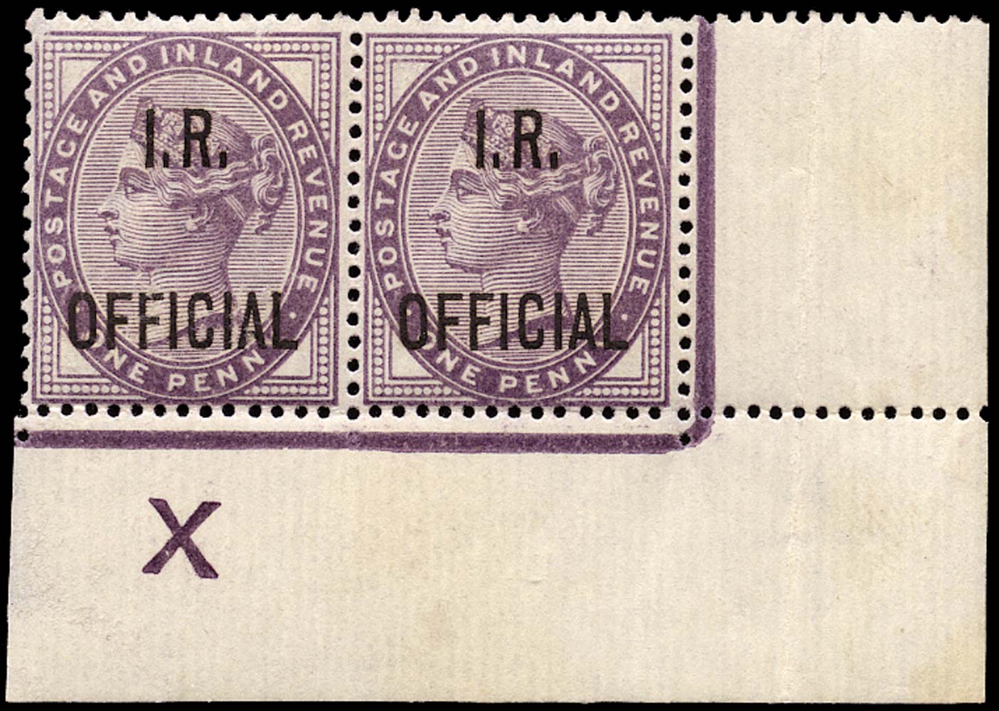 GB 1882  SGO3 Official control "X" example
