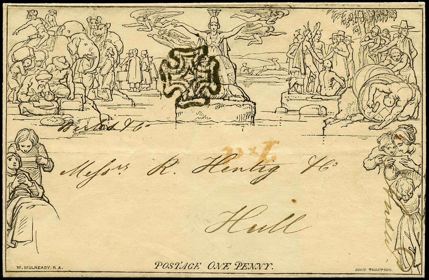 GB 1840  SGME1 Cover Mulready lettersheet Liverpool to Hull