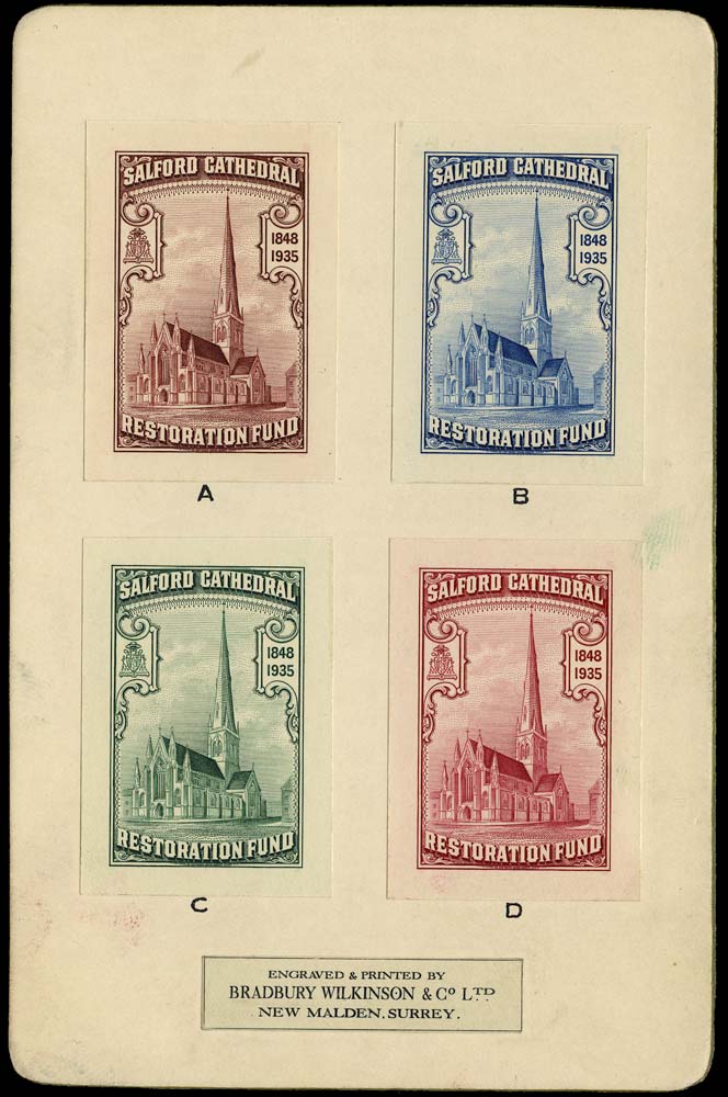 GB 1935 Cinderella - Salford Cathedral Restoration Fund presentaion card