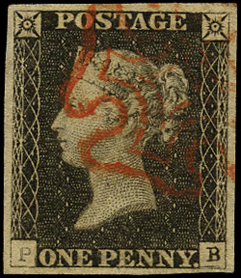 GB 1840  SG3var Pl.2 Penny Black red MC (PB) recut corners