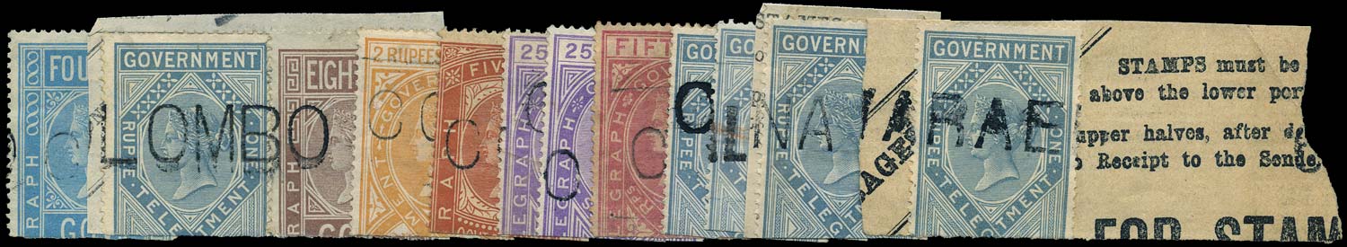 CEYLON 1869  SGZT2/3, 5/6, 8, 12/13, 15 Telegraph