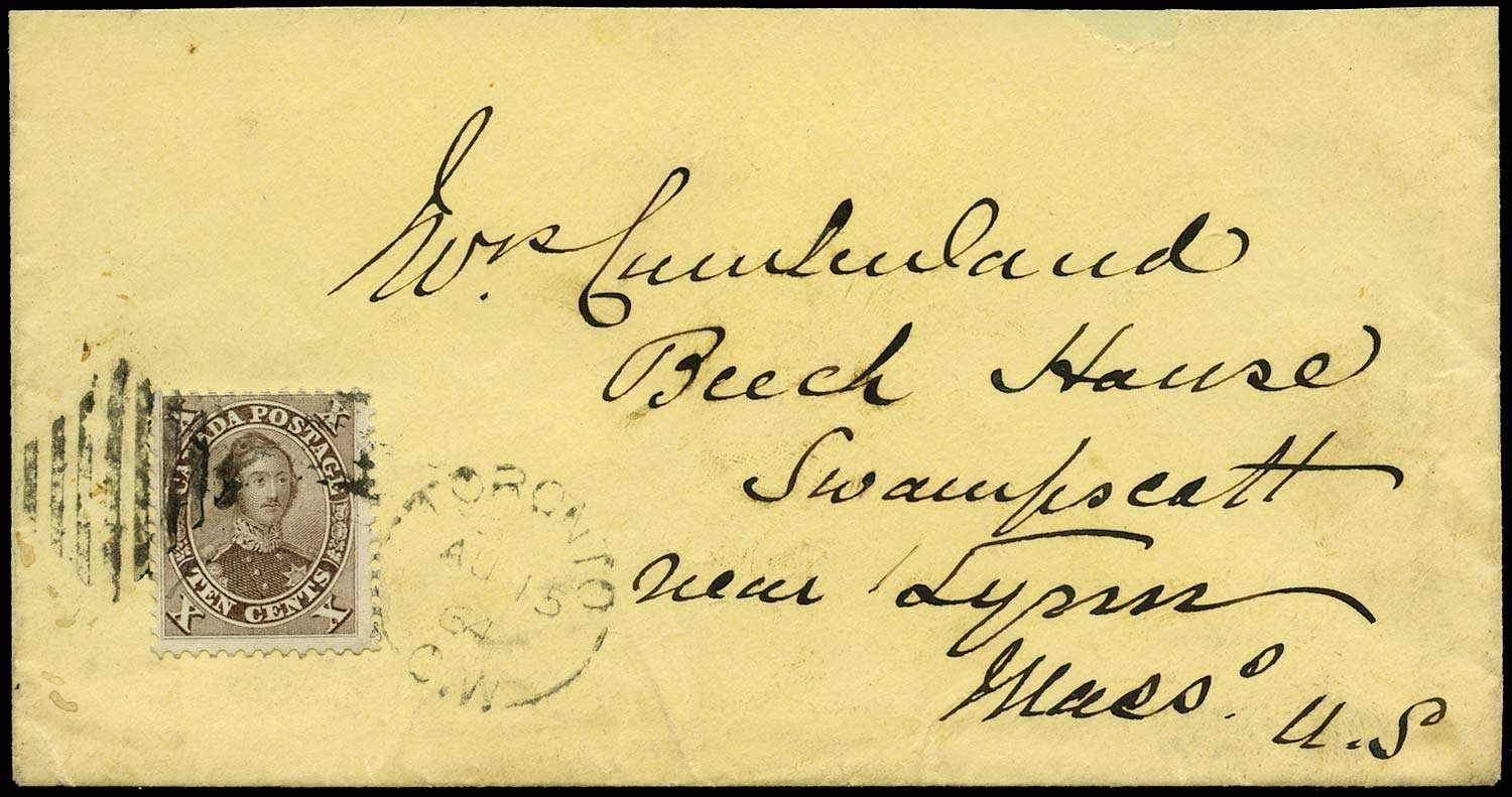 CANADA 1864  SG34 Cover from Toronto to USA with 10c Prince Consort