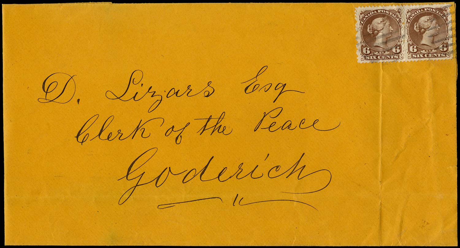 CANADA 1869  SG59 Cover from Seaforth to Goderich with Large Queen 6c