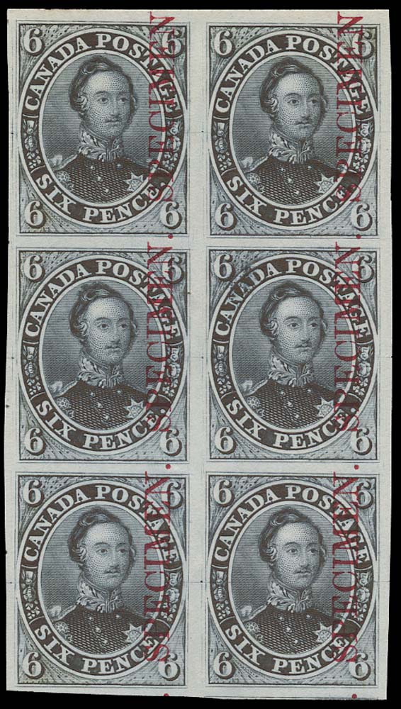 CANADA 1851  SG2 Proof 6d Prince Albert in blue-grey overprint Specimen