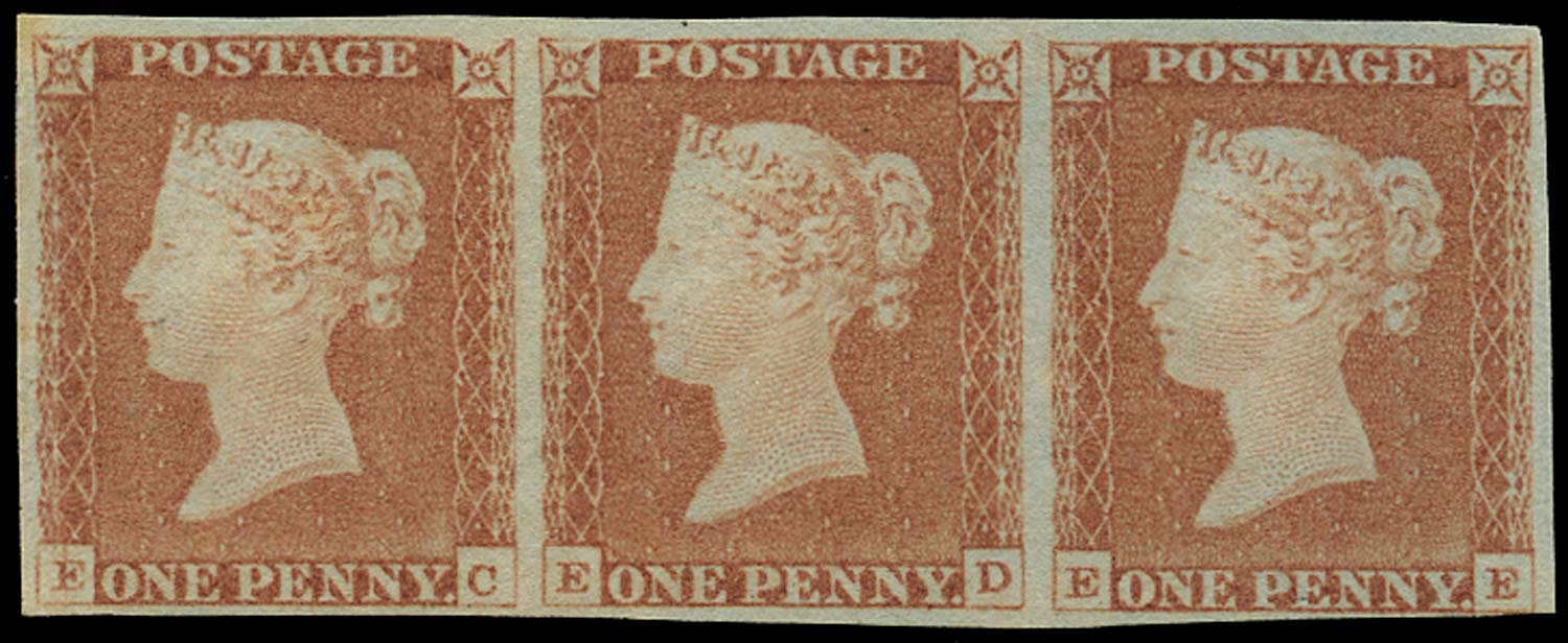 GB 1841  SG8 Pl.68 Mint unused o.g. strip of three