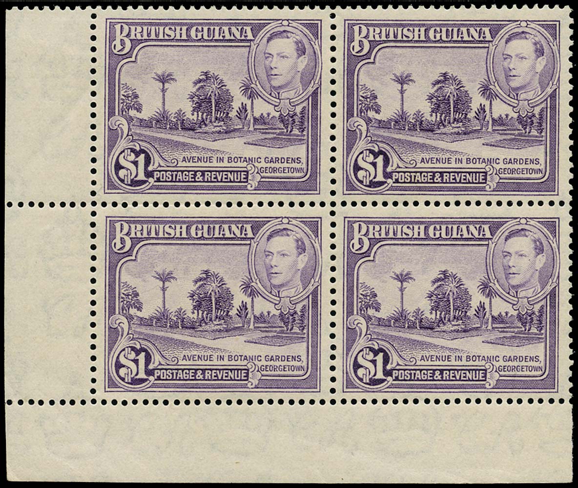 BRITISH GUIANA 1938  SG317a Mint unmounted KGVI $1 perf 14x13