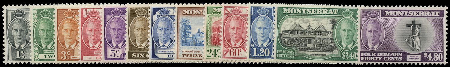 MONTSERRAT 1951  SG123/35 Mint unmounted KGVI set of 13 to $4.80