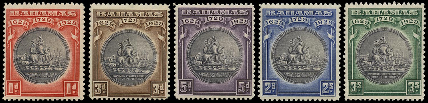 BAHAMAS 1930  SG126/30 Mint Tercentenary set of 5 to 3s