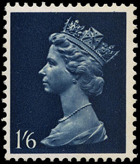 GB 1968  SG743va var Mint one band and greenish blue omitted