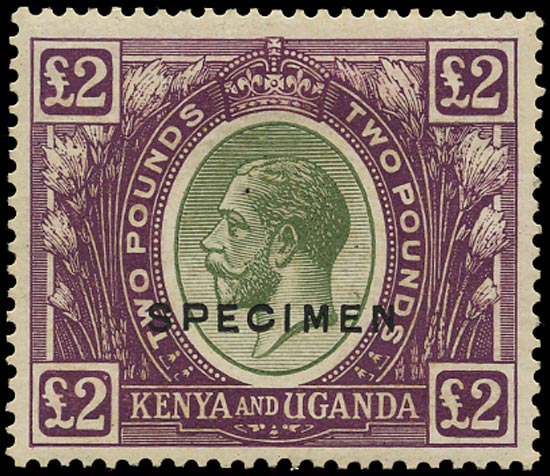 KUT 1922  SG96s Specimen KGV £2 green and purple