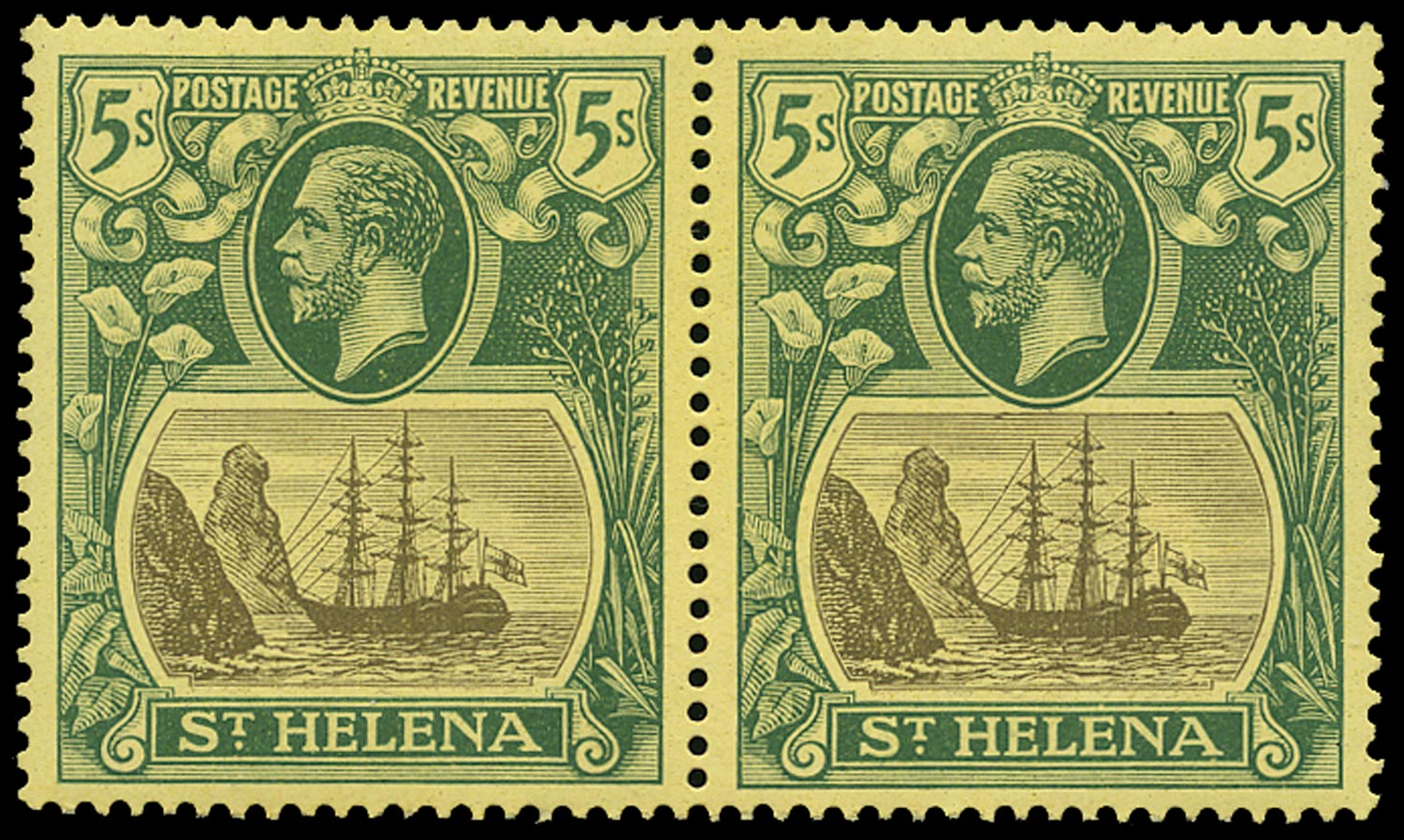 ST HELENA 1922  SG95b Mint 5s watermark MCA variety Torn Flag
