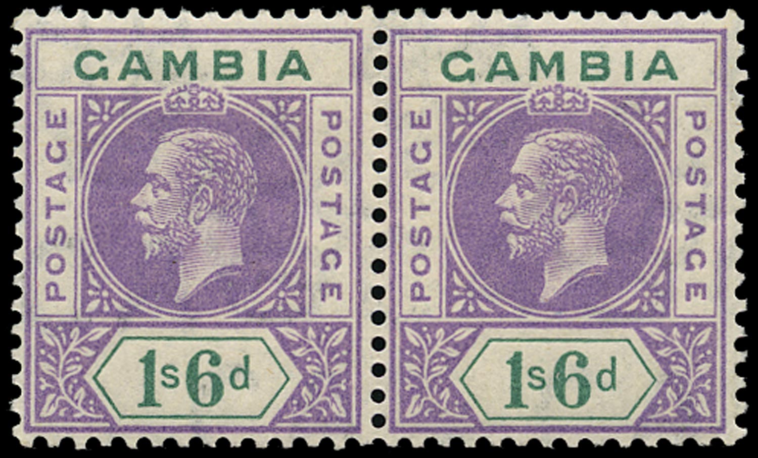GAMBIA 1898  SG98a Mint 1s6d watermark MCA variety Split A