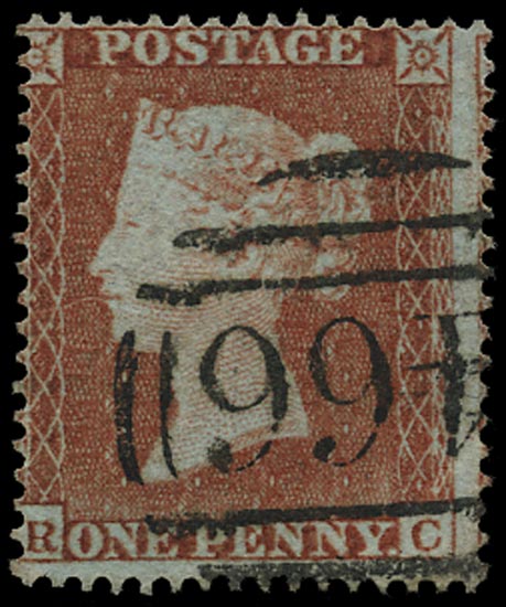 GB 1854  SG17 Pl.165 Used - (RC) example, scarce plate