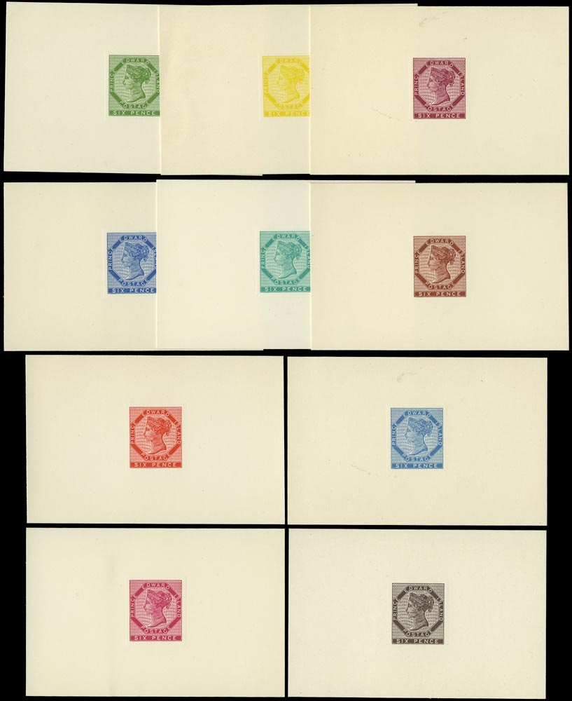 PRINCE EDWARD ISLAND 1962  SG17/18 Reprint of 1861-69 6d set of 10 die proofs