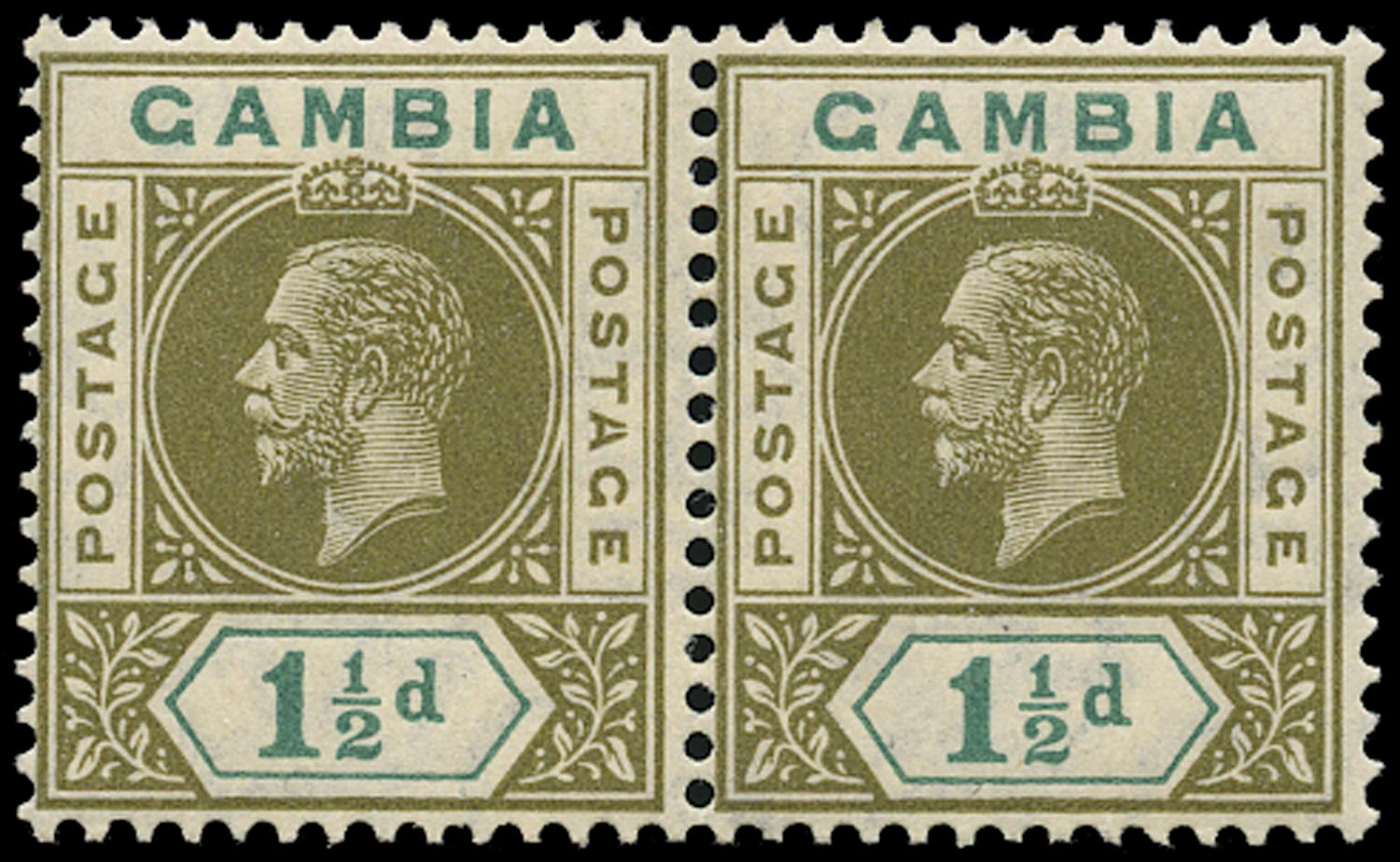 GAMBIA 1912  SG88a Mint 1&frac12;d watermark MCA variety Split A